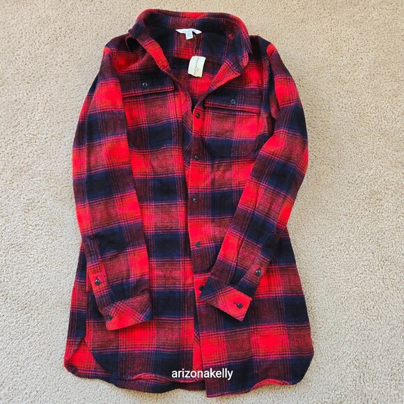 L.L. Bean Tops - NWT L.L. Bean Signature Chamois Tunic Flannel Soft Oversized Shirt XS Plaid